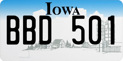 IA license plate BBD501