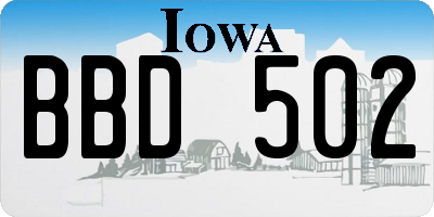 IA license plate BBD502