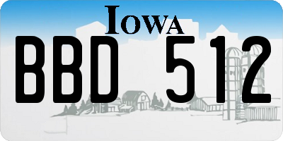 IA license plate BBD512