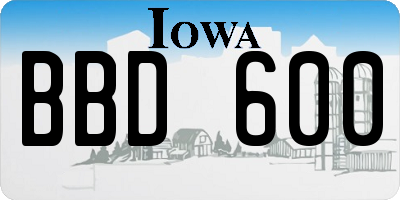 IA license plate BBD600