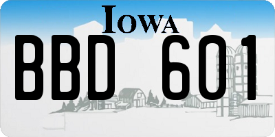 IA license plate BBD601