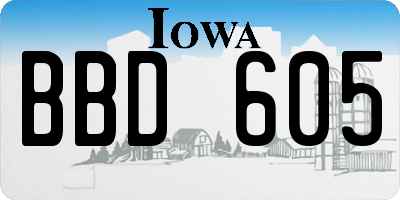IA license plate BBD605