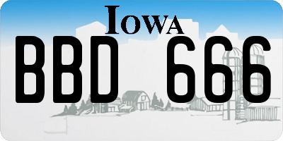 IA license plate BBD666
