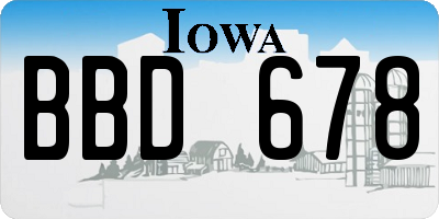 IA license plate BBD678