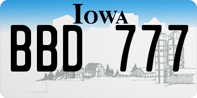 IA license plate BBD777
