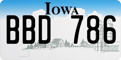 IA license plate BBD786