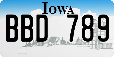 IA license plate BBD789