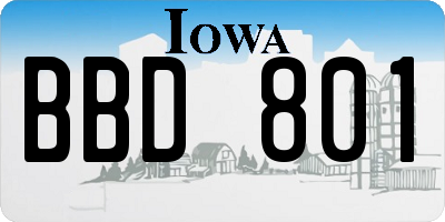 IA license plate BBD801