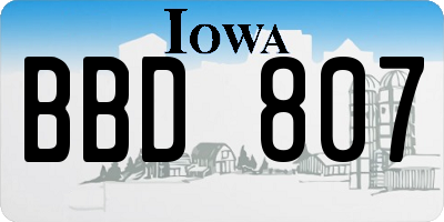 IA license plate BBD807