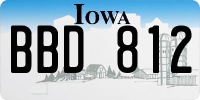 IA license plate BBD812