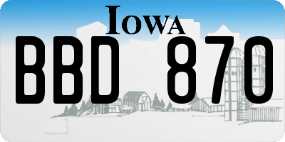 IA license plate BBD870