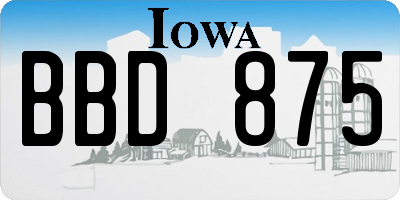 IA license plate BBD875