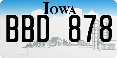 IA license plate BBD878