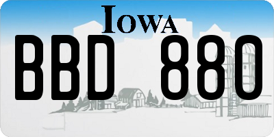 IA license plate BBD880