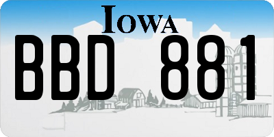IA license plate BBD881