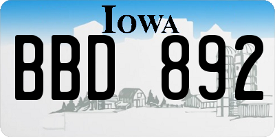 IA license plate BBD892