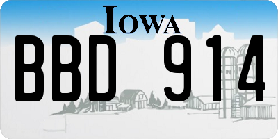 IA license plate BBD914