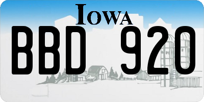 IA license plate BBD920