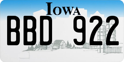 IA license plate BBD922