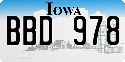 IA license plate BBD978