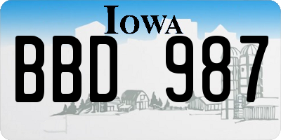 IA license plate BBD987