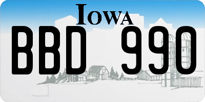 IA license plate BBD990