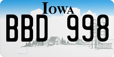 IA license plate BBD998