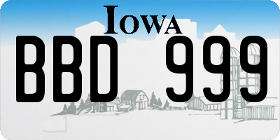 IA license plate BBD999