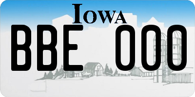IA license plate BBE000