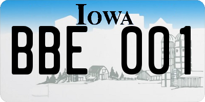 IA license plate BBE001