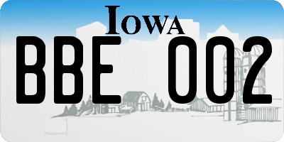 IA license plate BBE002