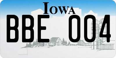 IA license plate BBE004