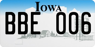 IA license plate BBE006