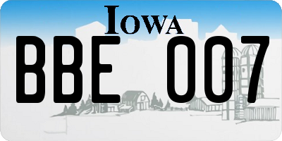 IA license plate BBE007