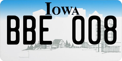 IA license plate BBE008