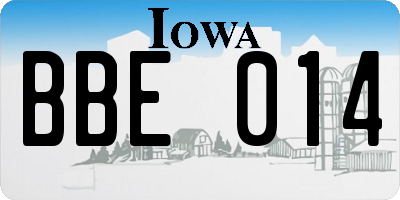 IA license plate BBE014