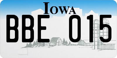 IA license plate BBE015