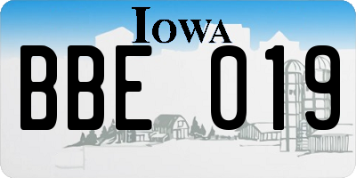 IA license plate BBE019