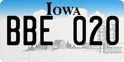 IA license plate BBE020