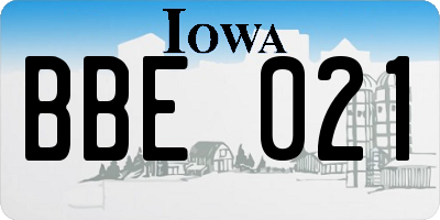 IA license plate BBE021