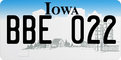 IA license plate BBE022