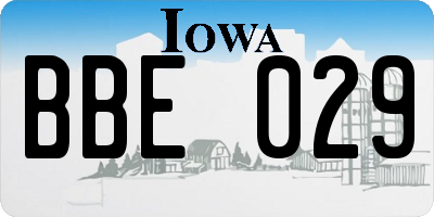 IA license plate BBE029
