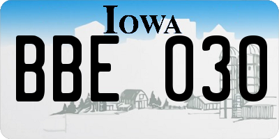 IA license plate BBE030