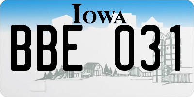 IA license plate BBE031