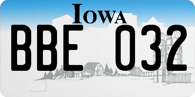IA license plate BBE032