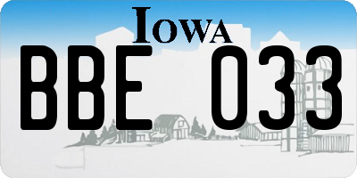 IA license plate BBE033