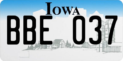 IA license plate BBE037