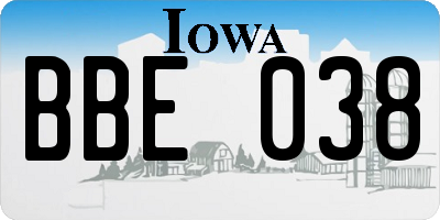 IA license plate BBE038