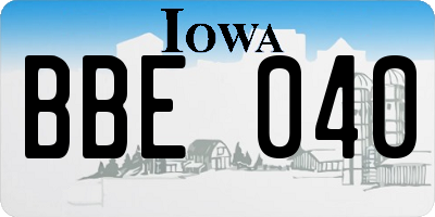 IA license plate BBE040