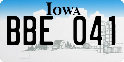 IA license plate BBE041